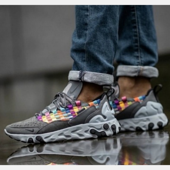 NIKE React Sertu Woven Pattern  Sneakers Size 12 Iron Gray/Black MULTICOLOR - Picture 2 of 15